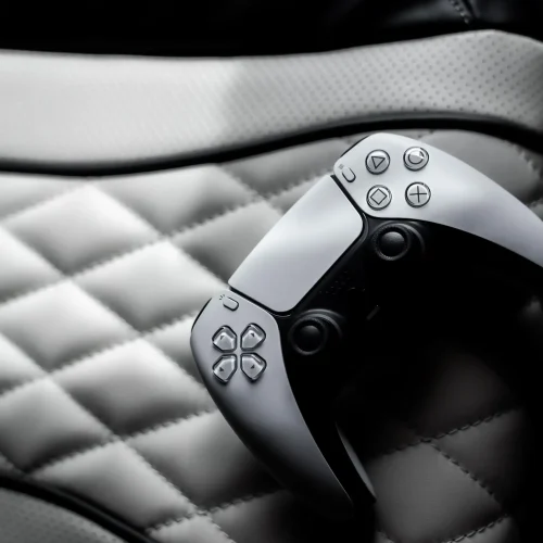 PlayStation 5 with 2 controllers